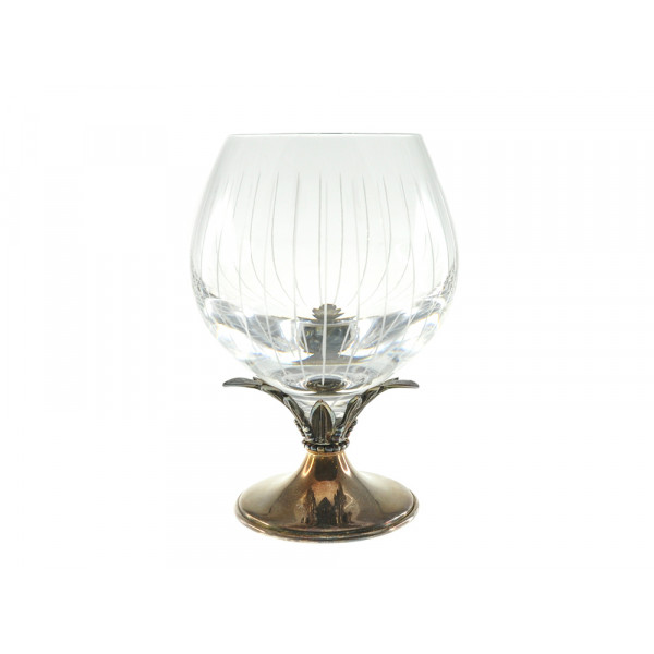 Crystal Brandy Glass with handmade silver 925 base