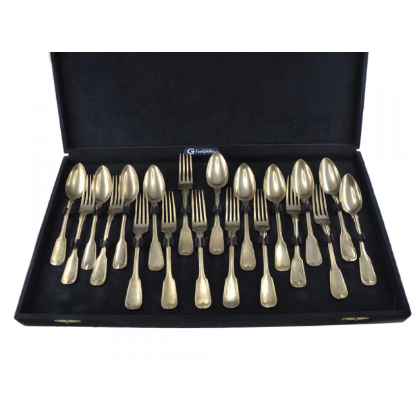 Silver Flatware Set with Royal Crowns