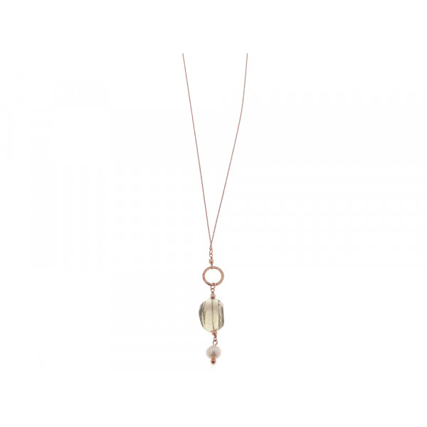 Pink Gold Plated Chalcedony Pendant