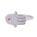 Silver Hamsa Hand "NIALAYA" Ring