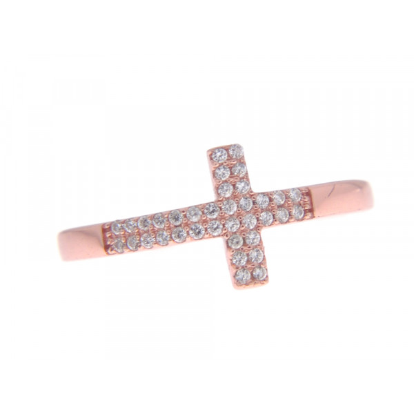 Ροζ Επιχρυσωμένο Δαχτυλίδι Σταυρός "NIALAYA"