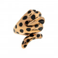 Pink Gold Plated Animal Print Ring with Black Enamels