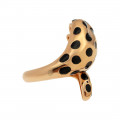 Pink Gold Plated Animal Print Ring with Black Enamels