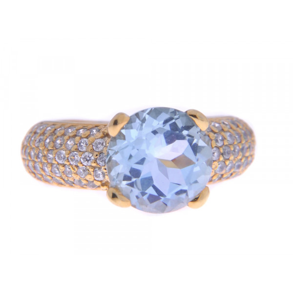 Δαχτυλίδι από Επιχρυσωμένο Ασήμι με Μπλε Τοπάζι