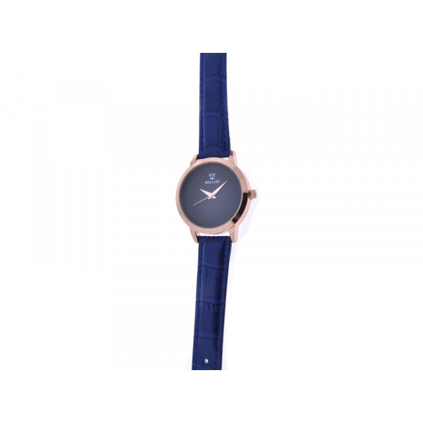 "BELLOS" Watch, Stainless steel back, blue leather strap