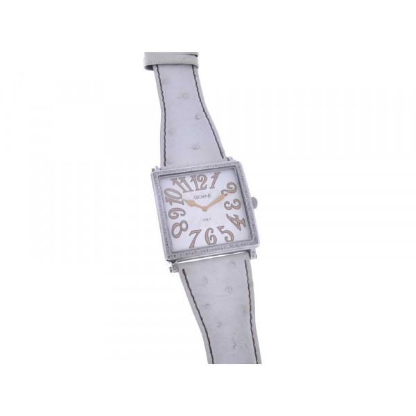 Giovine Ritrato Watch with 128 Diamonds, Swiss Quartz Mechanism and White Ostrich Leather strap Swiss Quartz Mechanism