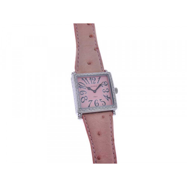 Ρολόι Giovine Ritrato με 189 Μπριγιάν με ελβετικό Quartz μηχανισμό και ροζ λουράκι από δέρμα στρουθοκαμήλου