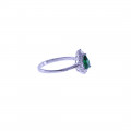 Platinum Plated Silver Ring with Lab Created Emerald