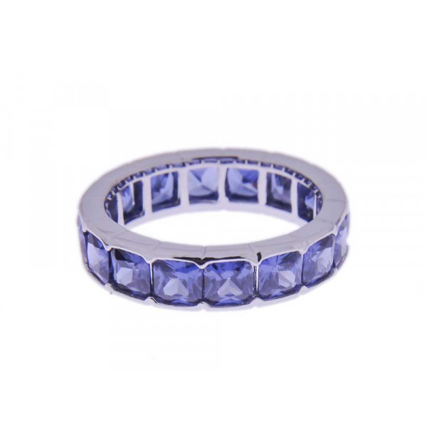 Eternity Ring with Blue CZ set in Sterling SIlver