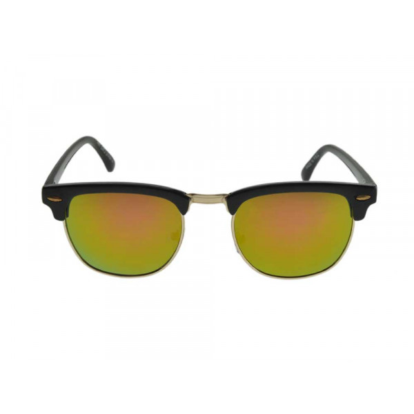 Sunglasses with an acetate frame and green lenses mirrors