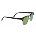 Sunglasses with an acetate frame and green lenses mirrors