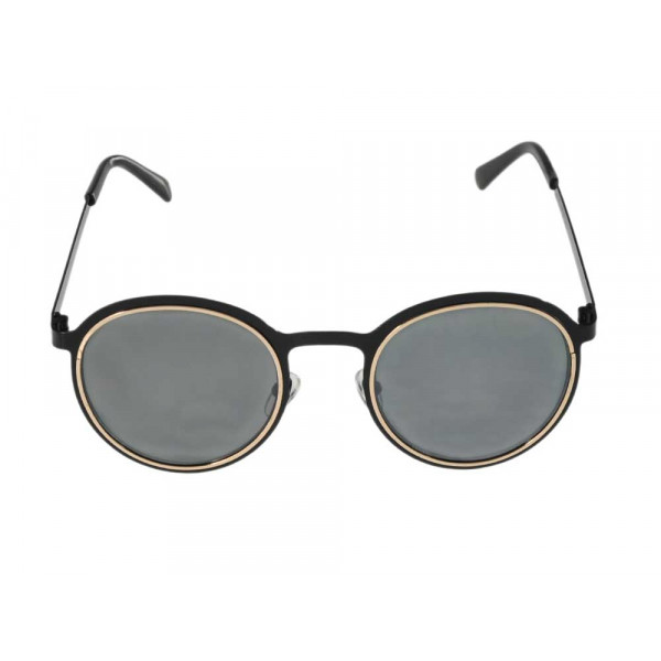 Black Metallic Sunglasses with Round Black Frames