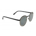 Black Metallic Sunglasses with Round Black Frames