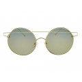 Contemporary Sunglasses with Golden Metallic Frame and Grey Lenses.