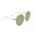 Contemporary Sunglasses with Golden Metallic Frame and Grey Lenses.