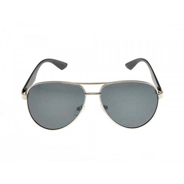 Sunglasses with metallic and acetate frame and black lenses