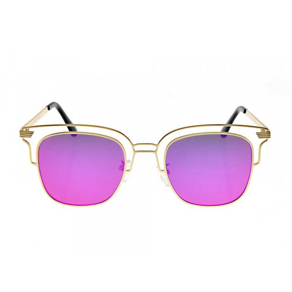 Metallic Sunglasses with Fuschia Lenses