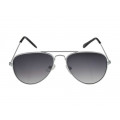 Metallic Aviator Sunglasses with Black Lenses