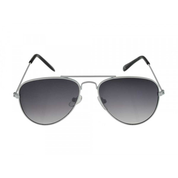 Metallic Aviator Sunglasses with Black Lenses