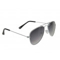 Metallic Aviator Sunglasses with Black Lenses