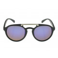 Black Matte Acetate Sunglasses with Black Round Lenses