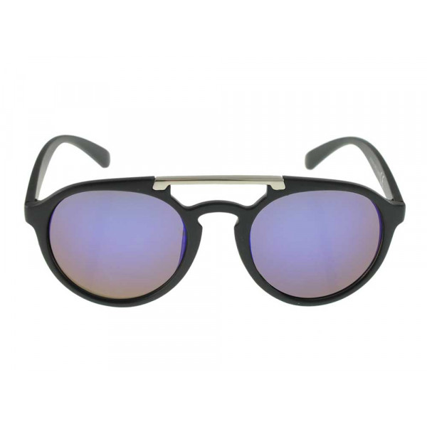 Black Matte Acetate Sunglasses with Black Round Lenses
