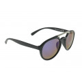 Black Matte Acetate Sunglasses with Black Round Lenses