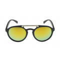 Black Round Acetate Sunglasses with Yellow Lenses