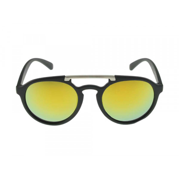 Black Round Acetate Sunglasses with Yellow Lenses