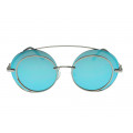 Sunglasses Metallic Round Blue
