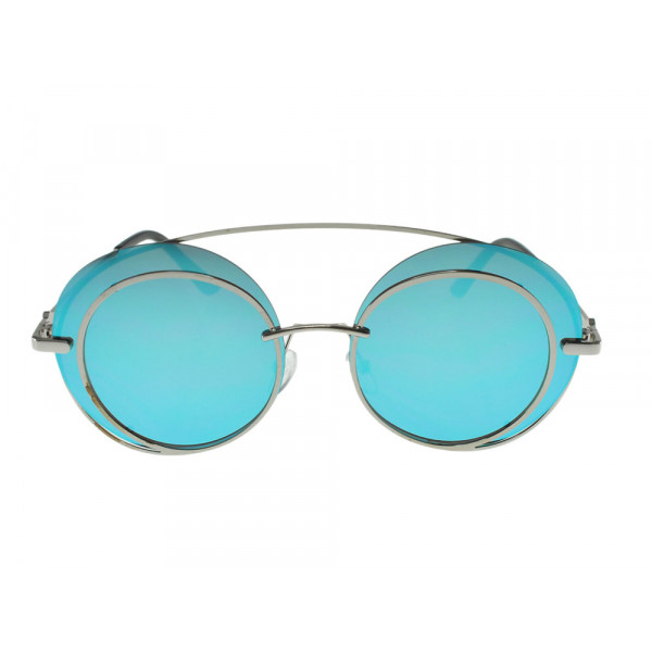 Sunglasses Metallic Round Blue