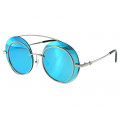 Sunglasses Metallic Round Blue
