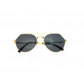 Contemporary Aviator Sunglasses Polygonal with Black Lenses