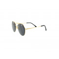 Contemporary Aviator Sunglasses Polygonal with Black Lenses