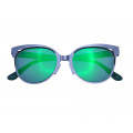 Sunglasses with Blue Lenses and Acetate and Metallic Frame