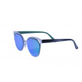 Sunglasses with Blue Lenses and Acetate and Metallic Frame