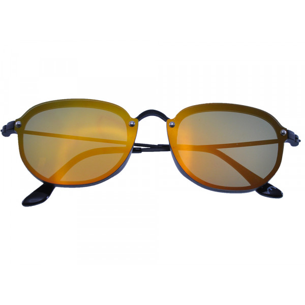 Honey-colored Oval Sunglasses with Mixed Frame