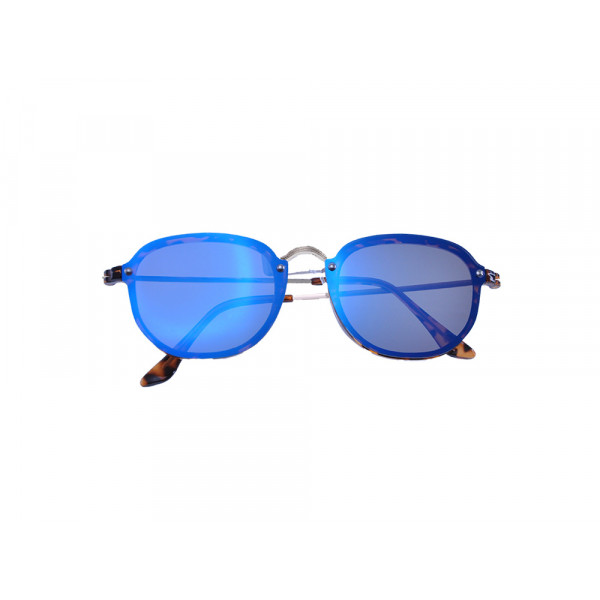 Sunglasses with Metallic and Acetate Frame and Blue Sunglasses