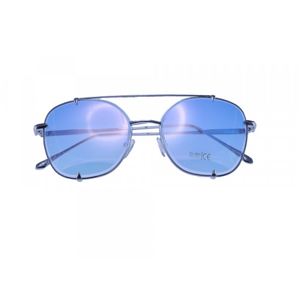 Unisex Oversized Sunglasses Metallic with Blue Lenses