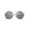 Oversized Round Sunglasses with a Golden Metallic Frame and Black Lenses