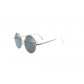 Oversized Round Sunglasses with a Golden Metallic Frame and Black Lenses