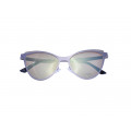 Silver Metallic Cat Eye Sunglasses with Grey Lenses