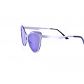 Cat Eye Sunglasses with a Metallic Silver Frame and Grey Lenses