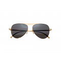 Aviator Sunglasses with Golden Metal Frame and Black Lens