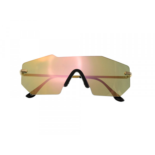 Contemporary Mask Sunglasses with Brown Lenses and Golden Frame