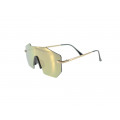 Contemporary Mask Sunglasses with Brown Lenses and Golden Frame