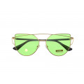 Sunglasses with Metallic and Acetate Frame and Green Lenses