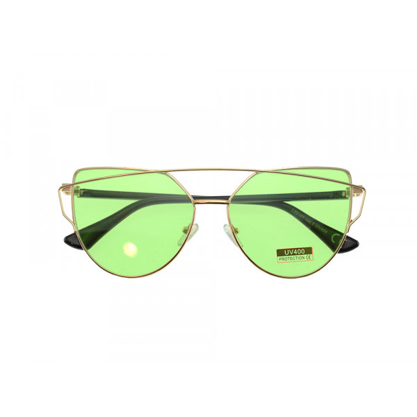 Sunglasses with Metallic and Acetate Frame and Green Lenses