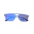 Unisex Square Sunglasses with Transparent Mixed Frame and Grey Lenses