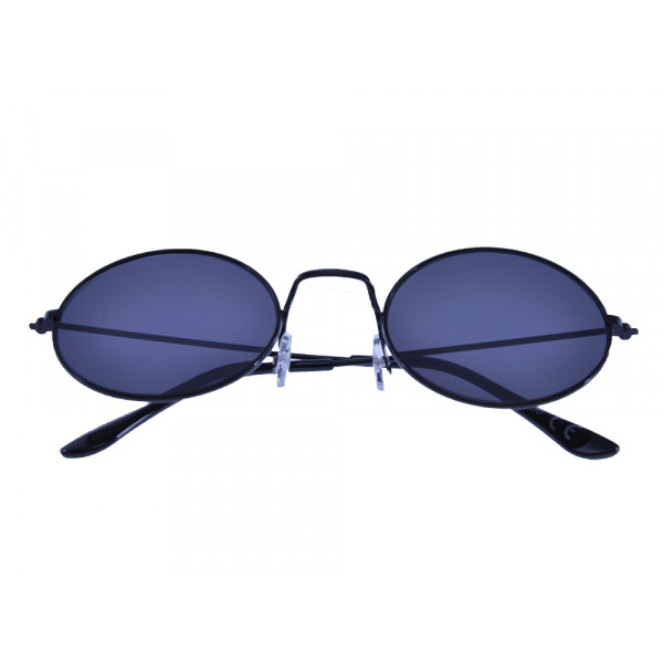 Metallic Round Sunglasses with Black Lenses